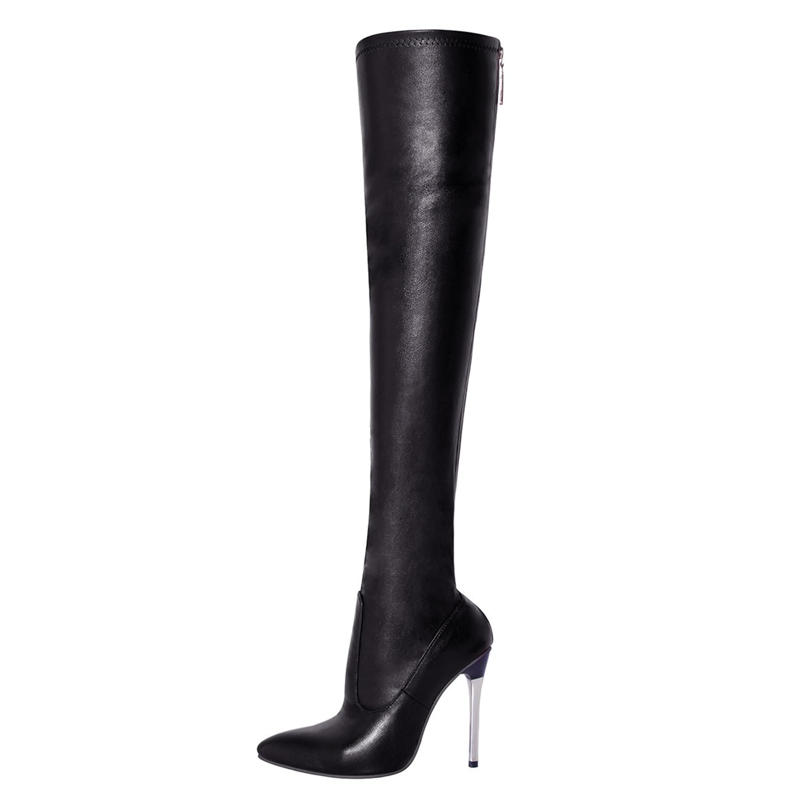 11CM/4.33IN Coscia Alti Stivali Over-The-Knee con Zip Posteriore alla Moda e Sexy Tacco a Spillo Punta Stivali al Ginocchio