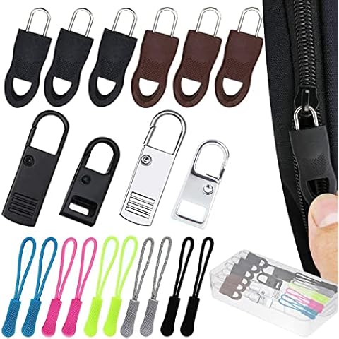 Acmerota Zipper Pull, Replacement Repair Kit, 20Pcs Removable Universal Metal Zipper Pull, Zipper Handle Mend Fixer Zipper Tab Repair Kit for Backpacks, Jackets, Luggage, Coat, Jacket, Boots Cover