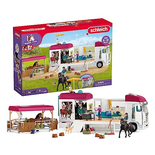 schleich 42619 Autocaravana con zona, a partir de 5 años, HORSE CLUB - playset 97 piezas