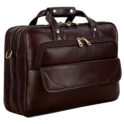 HYATT Leather Accessories Mens Italian Leather Laptop Messenger and Shoulder Bags , 24 L Capacity Upto 16 Inch Laptop Compartment (Italian Brown, 16 X 12 X 6 Inch , 1.4 Kg) (B092XJNG1Q) Amazon Price History, Amazon Price Tracker