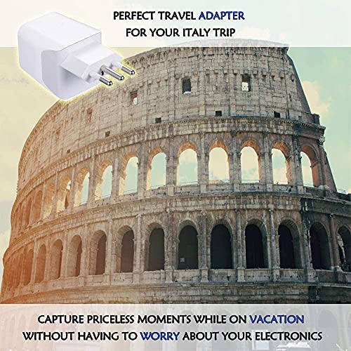 Image of Ceptics Italy, Chile, Uruguay Travel Adapter Plug with Dual USB - USA Input - Type L - Ultra Compact - Perfect for Cell Phones, Laptop, Camera Chargers, iWatch, iPad, iPhone and More (CTU-12A)