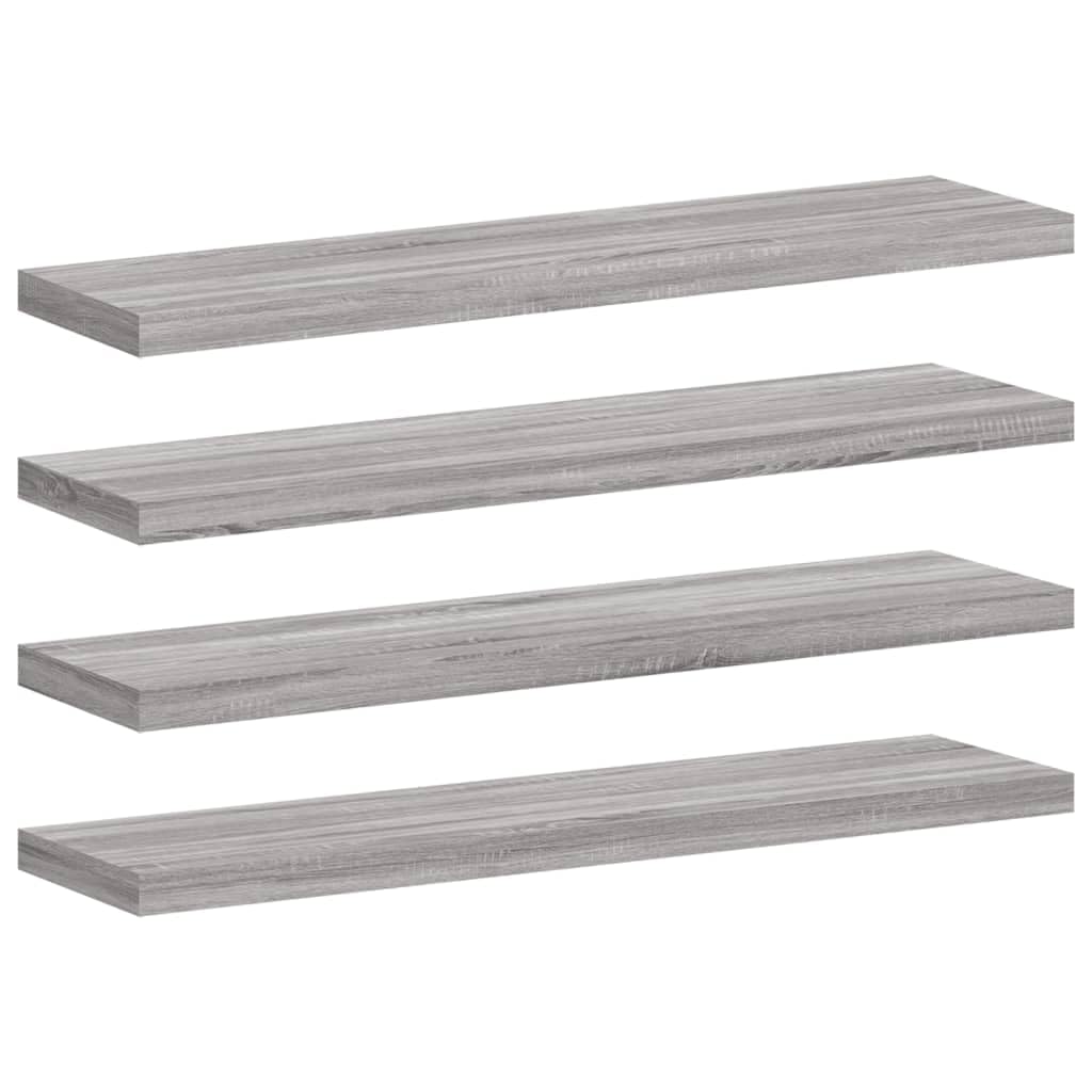vidaXL Wall Shelves 4 pcs, Floating Shelf for Display Books CDs, Wall Mounted Shelf for Living Room, Wall Rack, Grey Sonoma Engineered Wood