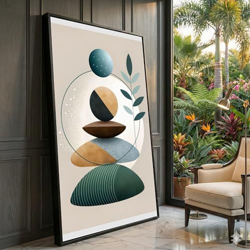 Toile à l'équilibre géométrique 30x50 cm avec cadre pour salon moderne