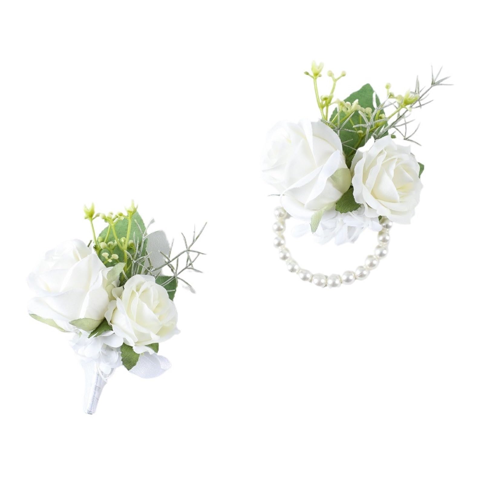 Wedding Accessories, Groom and Bride's Decoration Chest Flowers, Bridesmaid Group Pearl Wrist, Simulated Roses(4pcs-Mix)