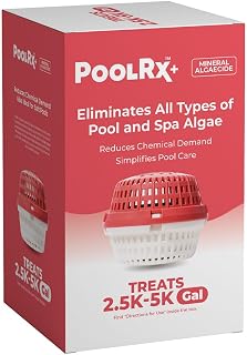 PoolRx+ Mineral Algaecide Unit, up to 6-Month Algae Control, for 2.5K-5K gallons, Red & White, New Formula with Silver.