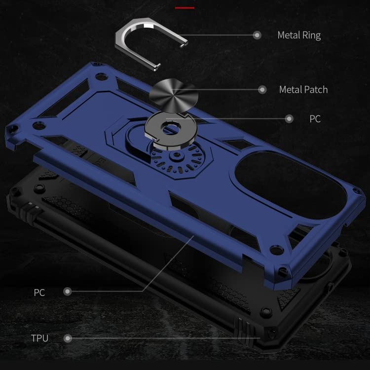 Image of Motorola Moto Edge 30 Pro Back Cover Case | Heavy Duty Hybrid Shockproof Armor Defender Ring Holder Back Cover Case for Motorola Edge 30 Pro (Blue)