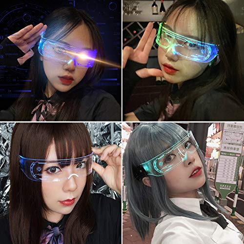 Queenser Óculos Fullcolor Glowling LED, 7 cores em um acendem para raves, festivais, diversão, festa