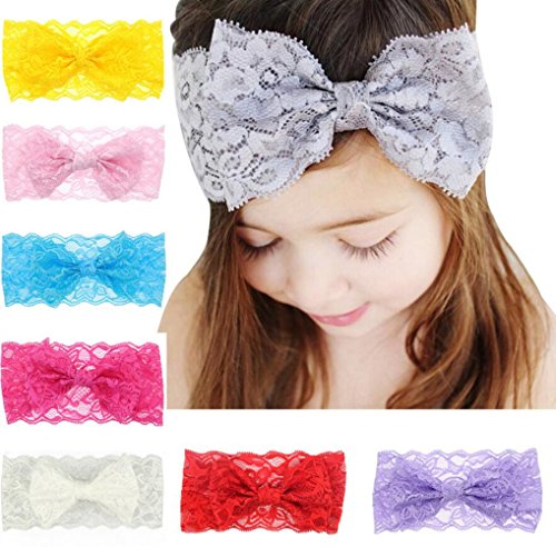 Baby Headbands Turban Knotted, Girl's Hairbands for Newborn,Toddler and Childrens (8 Lace Bow)