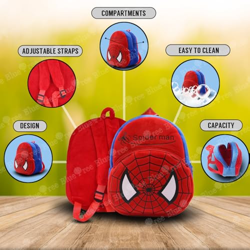 blue tree 10 Liters Kids Backpack Mini Travel Bag 1-6 Years Spider,Red (Image - 2)