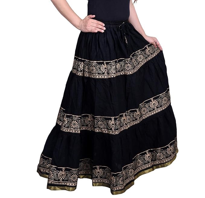 Image of Kurti Skirts Woman /Girl Traditional Ethnic Embroidery Floor Length Rayon Long Skirt for Causal