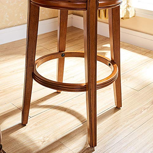 Teerwere Bar Chair Wooden 360 Degree Swivel Counter Height Bar Stool Cherry Leather And Wood Finish For Bar Kitchen Indoor Use Swivel Barstool (Color : Cherry, Size : 55Cm) #TOP5