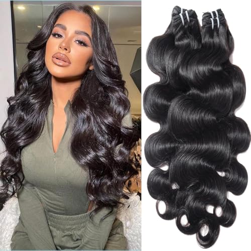 Silky Longess 12A Bundles Human Hair Body Wave 4 Bundles 18 20 22 24 Inch Body Wave Bundles Human Hair Sew In Hair Extensions 100% Unprocessed Triple Lifespan Virgin No Tangle No Shedding