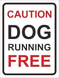 Indigos UG – Autocollant – Sécurité – avertissement – Attention Chiens cours gratuit rigide Panneau 200 mm x 150 mm – Kp280d