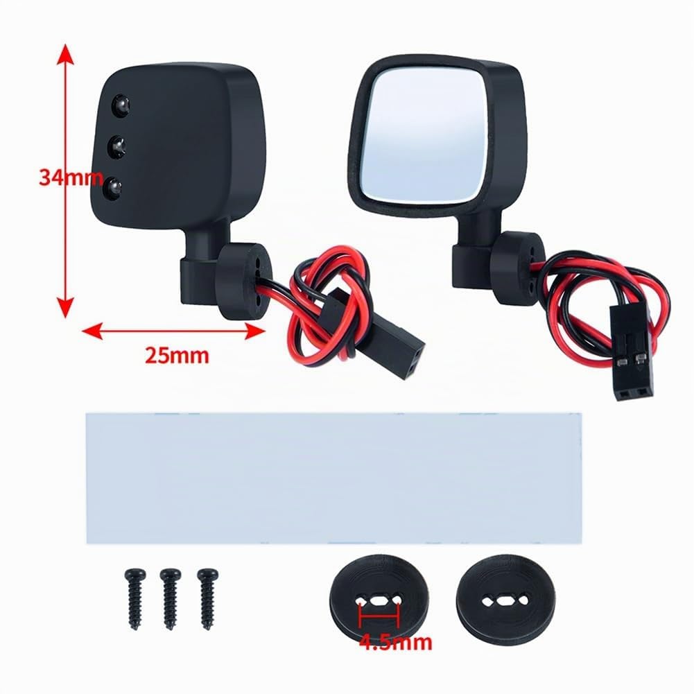 RC Auto RüCkspiegel Heck Ansicht mit LED Leuchten für 1/10 SCX10 II III RC Crawler Auto Simulierte Dekoration Teile