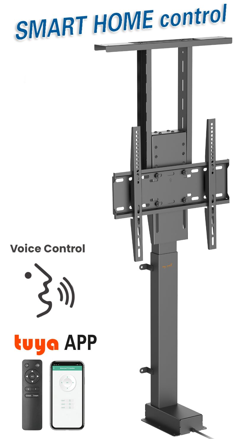 My wall Motorisierter TV Lift - HP63AL, Smart Home Kompatibel, TV-Lift Elektrisch, Fernbedienung, Tuya-App, Voice Control Alexa und Google Home, Fernseherhalterung Höhenverstellbar