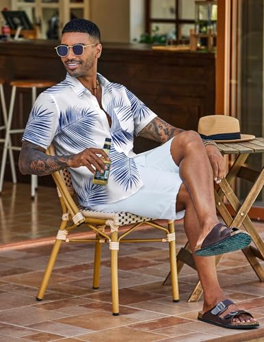 COOFANDY Men's Hawaiian Shirt Short Sleeve Floral Button Down Shirts Tropical Vacation Beach Shirts with Pocket4