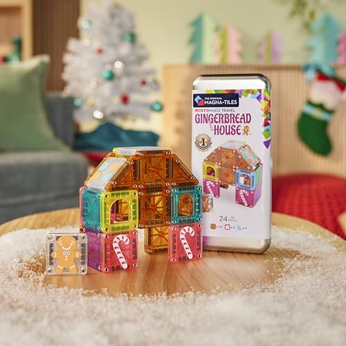 Image of MAGNA-TILES microMAGS 24-Piece Gingerbread House Travel Set, The Original Magnetic Building Brand