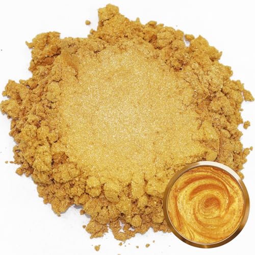 Matio Gold Mica Powder for Epoxy Resin, 1.8oz/ 50g Pearlescent Effect Mica Powder Natural Color Pigment for Soap Making, Bath Bomb, Candle Dye, Resin Craft, Paint, Nails Art, Jewelry, Slime Pigment