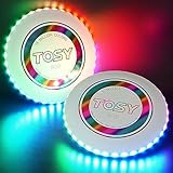 TOSY Flying Disc - 108 RGB Multicolor LEDs, Super Bright, Smart Modes, Cool Valentine Easter Gift, Camping Toy for Kid/Teen/Adult, Auto Light Up, Rechargeable, Waterproof, 175g, 2-Pack