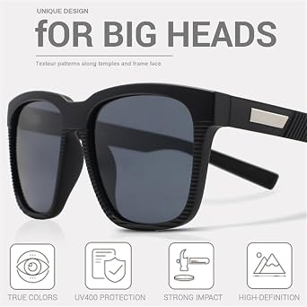 Square Oversized Polarized Sunglasses for Big Heads Men Retro Vintage XXL Super big SunGlasses