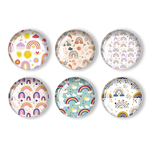 Bamsod 12 Pcs Glass Strong Refrigerator Magnets,Rainbow Pattern Series Magnets Whiteboard Magnets Glass Fridge Magnets For Office Cabinets Round Fridge Stickers Home Kitchen Decor (Rainbow1) #TOP1