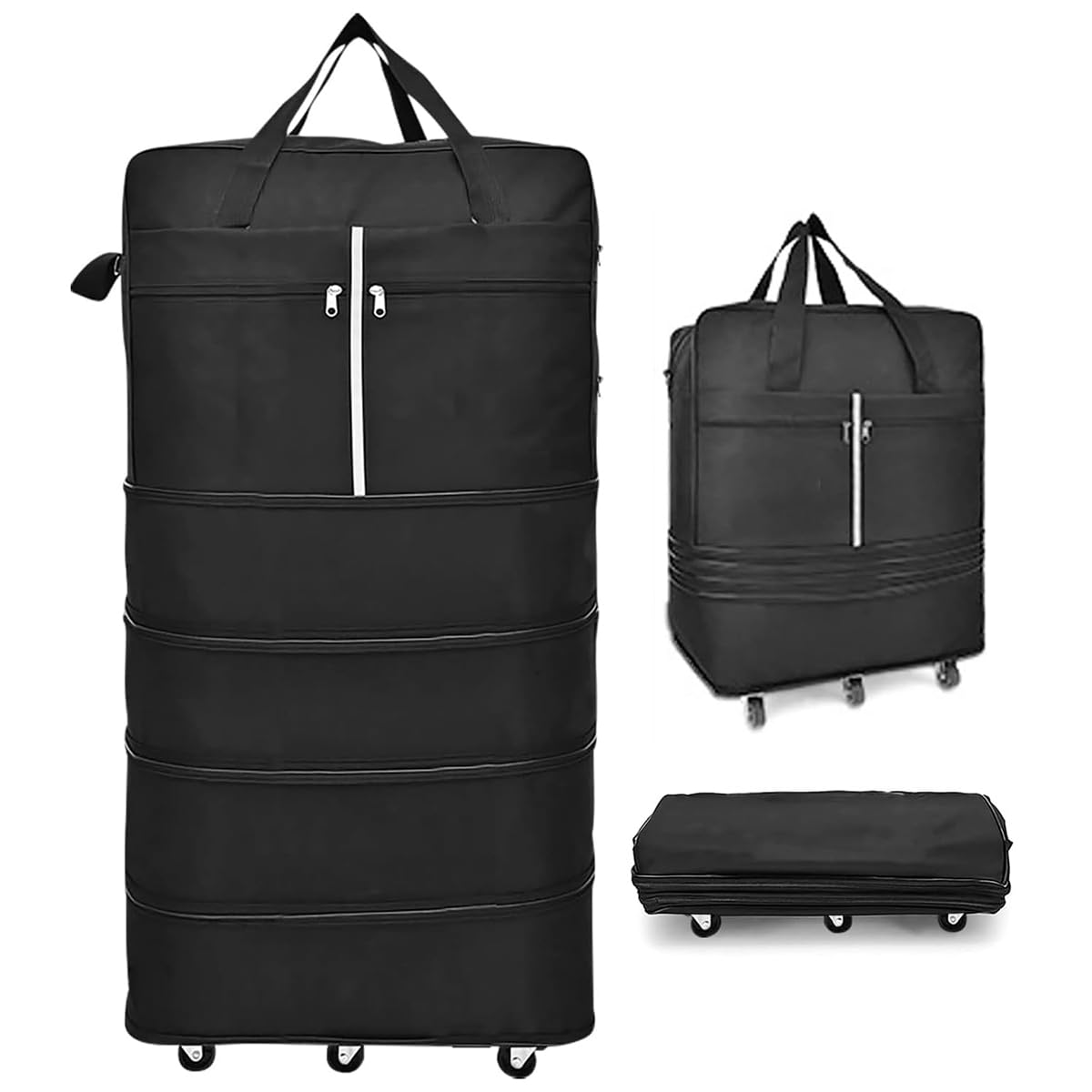 AzulmartFoldable Rolling Duffel Bag, 160L Expandable Wheeled Travel  Suitcase Large Capacity Extra Oxford Folding Bag Durable Rolling Wheels