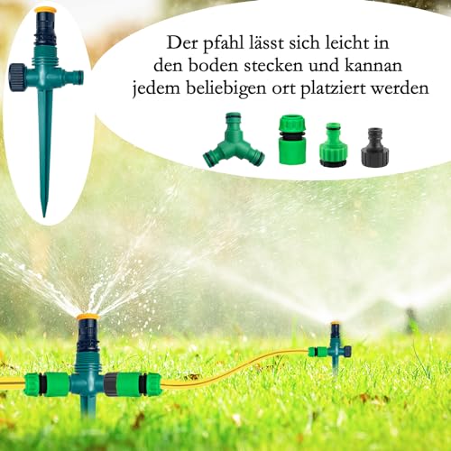 Multifunktion Garten Sprinkler, Rasensprenger, 360° Drehbarer Gartensprenger Garten Sprinkler mit Schlauchkupplung1/2 und Y, gartenbewässerung, Automatische Bewässerung Gartensprenger(Set 1)