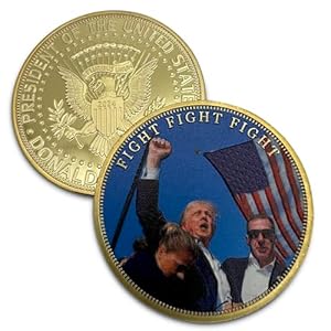 Donald Trump Fight Election Coin 2024 with Certificate of Authenticity, Republican President Candidate Coin, Trump Challenge Coin 2024, Iron Plated, 38 x 2.5mm