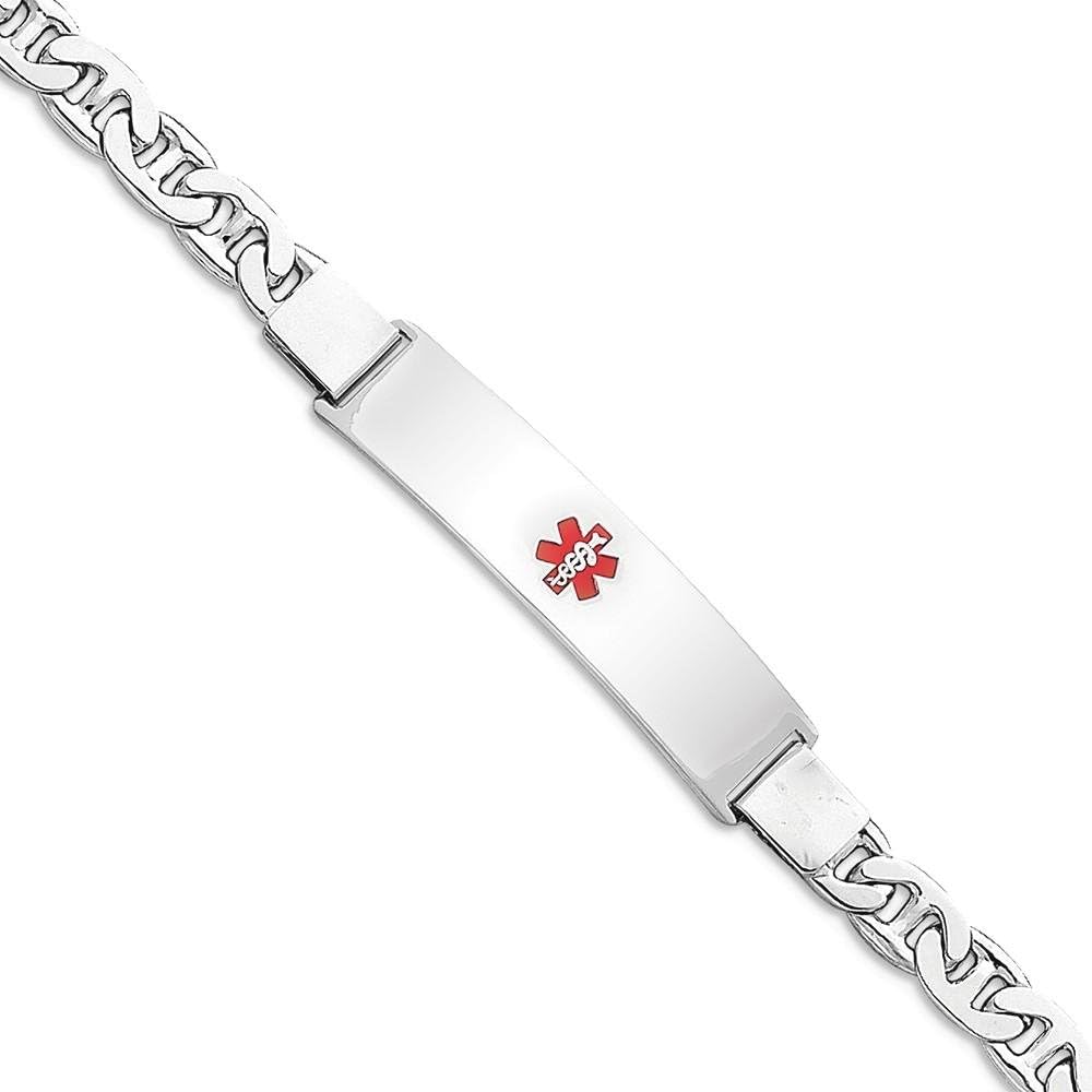 IceCarats 925 Sterling Silver 6mm Thick Mariner Chain Medical Alert ID Bracelet Polished, Engravable