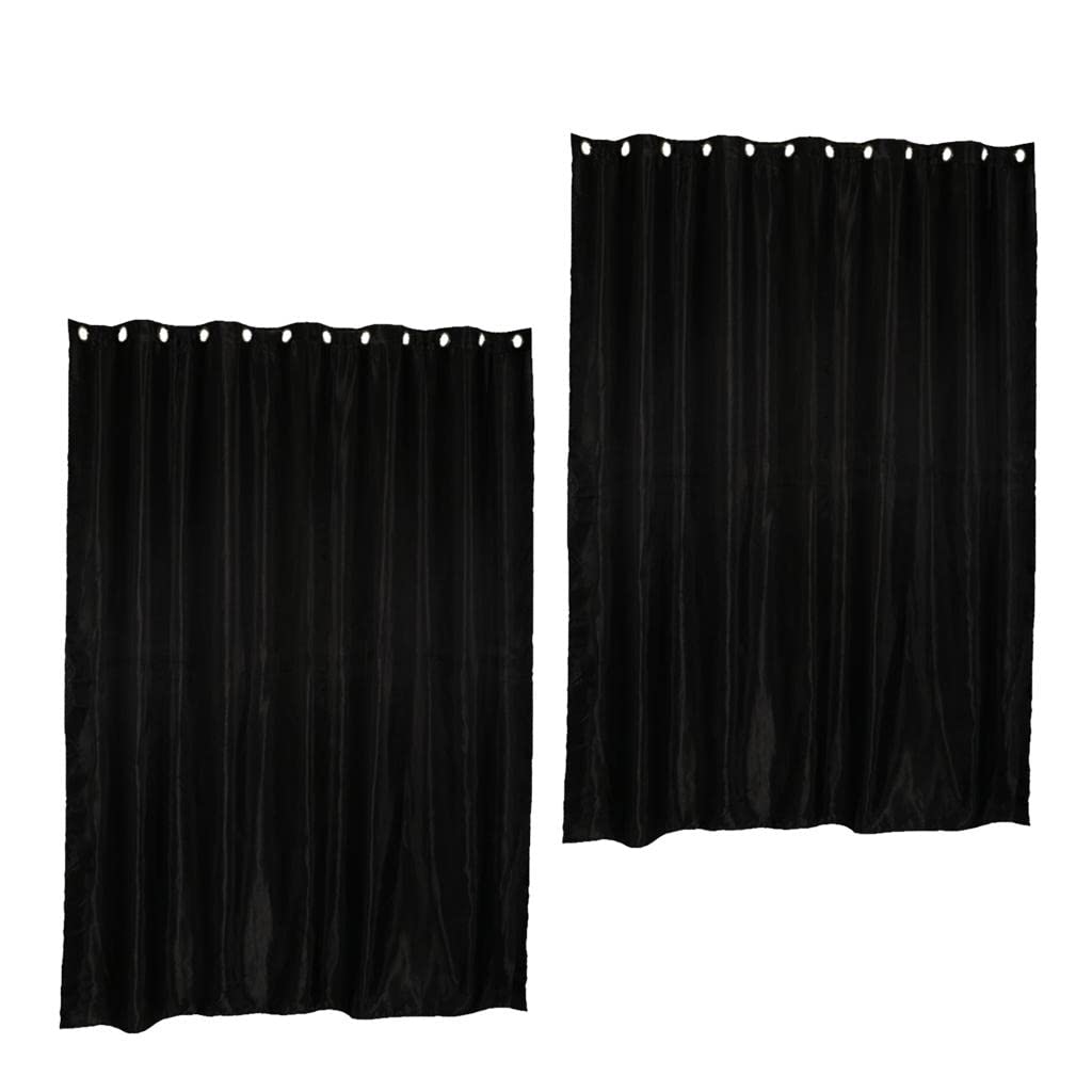 Enakshi® Pair Satin Window Curtains Blackout Blinds Shade Drape Black Grommet_L|Home & Garden | Window Treatments & Hardware | Curtains Drapes & Valances-image-11
