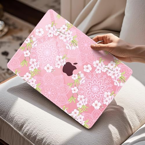 Image of Mektron Case for 2026 MacBook Air 13-inch M5 Laptop A3449 with 13.6-inch Liquid Retina Display, 2025 2024 2022 M4 /M3 /M2 MacBook Air 13 inch Hard Shell Cover, Model A3240 A3113 A2681, Blossom Sakura-Pink
