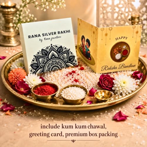 Image of Silver Rakhi for Brother | 92.5% Fine Silver OM Design rakhi for brother with Kumkum Chawal | Certificate of Authenticity