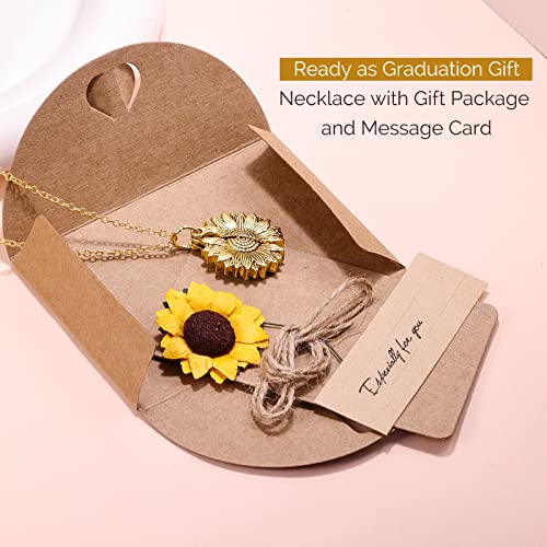 Lexlune You Are My Sun Shine Sunflower Locket Necklace, Cool Graduation Gifts For Her 2023, Inspirational Birthday Gift For Daughter Mother Sister Friends Friendship Women Girl Handmade Customized Class Of 2023 Silver #TOP1