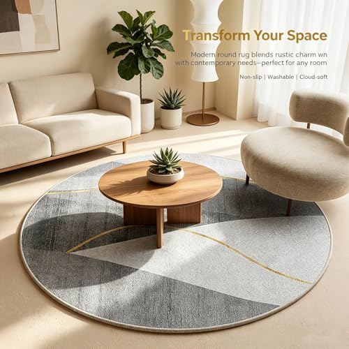 Tapis sol rond antidérapant lavable en machine 80x80cm intérieur - 5