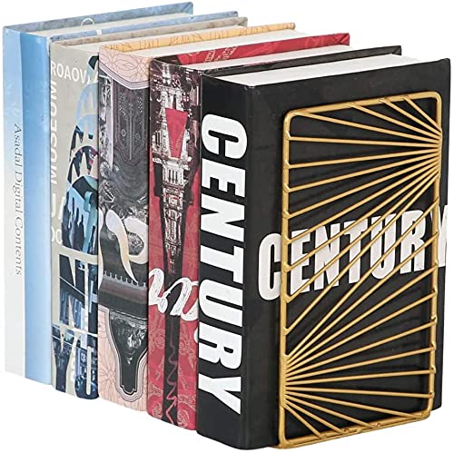 INDIAN DECOR 6750 Pair of Decorative Bookends/Modern Book Ends/Bookshelf Dividers/Book Stoppers, Heavy Duty Bookends for Heavy Books, Decorative Gold Bookends, Metal Bookends - Golden 2