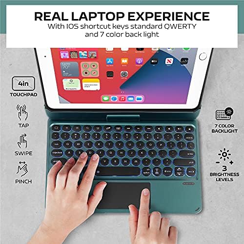 Synchro iPad Keyboard Case for iPad 2018 (6th Gen) - iPad 2017 (5th Gen) - iPad Pro 9.7 - iPad Air 2&1-360 Rotatable - Wireless/BT - Backlit 7 Colours - iPad Case with Keyboard for iPad OS