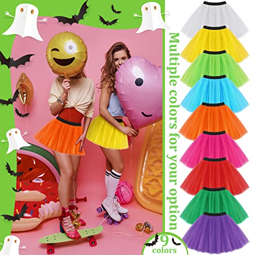9 Pcs Colorful Tutus For Women 4 Layered Tulle Tutu Skirt Elastic Classic Teen Adult Tutu For Women Girls #TOP2