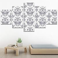 SIGNWIN 5 Panel Canvas Wall Art Modern Art Abstract Contemporary Edgy Mixed Media Multicolor Patterns for Home Decorations Ready to Hang - 60