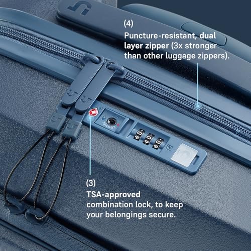 Image of Urban Jungle by Safari, Cabin Trolley Bag with Laptop Compartment, Hardside Polycarbonate Small (55 Cm) Suitcase with USB Charging Socket, 8 Silent Wheel Luggage for Both Men & Women (Skyline Blue)