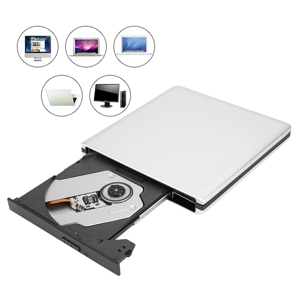 Goshyda Unidad óptica Externa, USB3.0 BLU-Ray Laptop PC Grabadora De Disco Grabadora De DVD CD BD De Alta Velocidad Portátil con Almohadilla para El Pie, para Computadora Portátil De Escritorio
