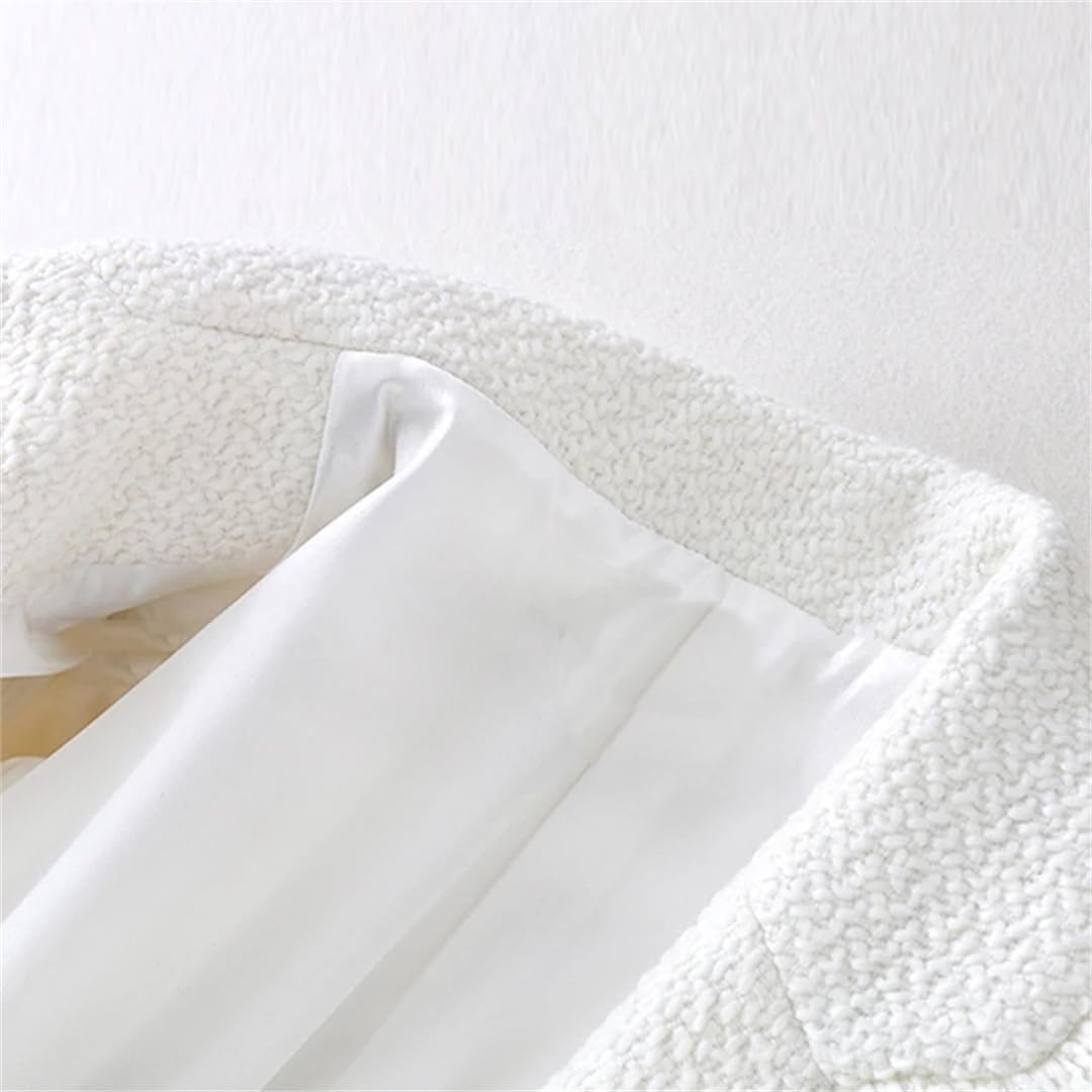 Women White Tweed Jacket Autumn And Winter Jacket Woolen Trumpet Sleeve Ladies Coat Jacket - Image 7