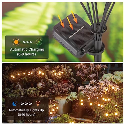 Crileal 8Led Solar Powered Firefly Lights,Outdoor Waterproof,Starburst Swaying Solar Lights, Garden Lights For Path Landscape Outdoor Decorative Lights White Warm 4Pack #TOP2