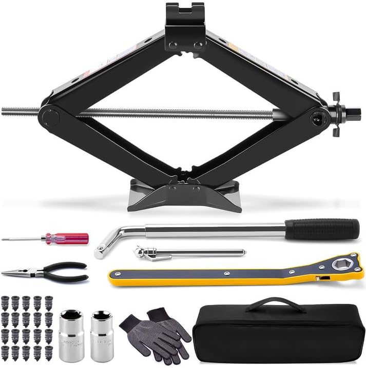 Car Jack/Tire Repair Kit, 2 Ton (4,409 lbs) - $41.99
