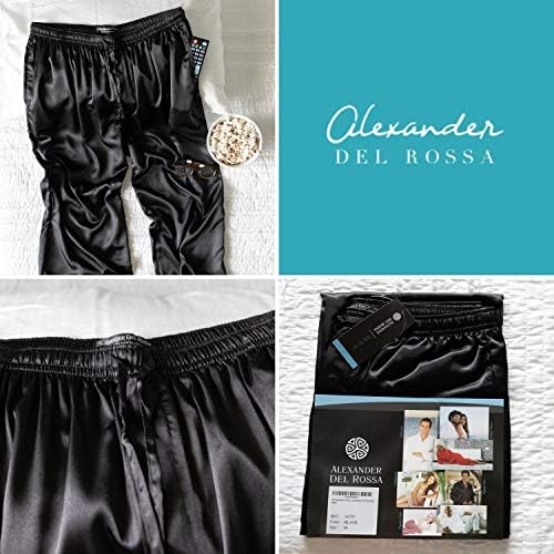 Alexander Del Rossa Men's Satin Pajama Pants, Long Pj Bottoms, Medium