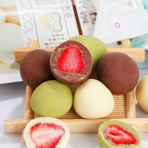 Strawberry chocolate freeze-drying, Milk strawberry sugar 60g/bag, sweet cake, Dried fruit, Sweet candy, Healthy cakes, Instant breakfast, Dim sum, Delicious fruit snacks (Milk flavor,1 bag)