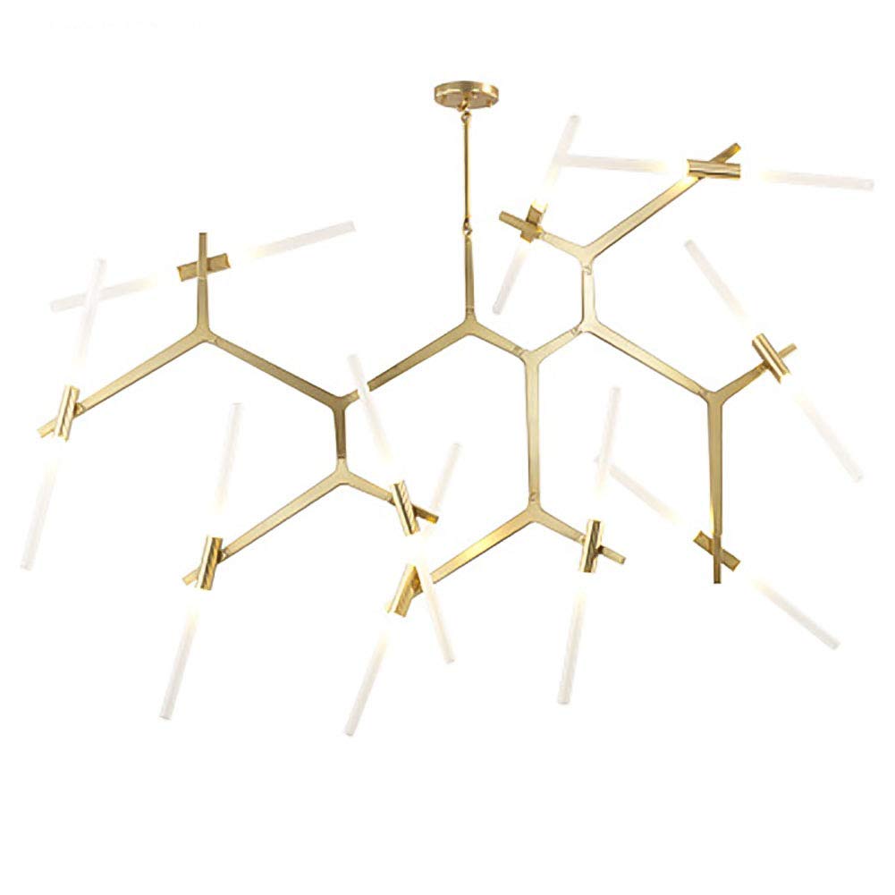 SYAXVOM G9 Modern Branch Chandelier,Industrial Style Herringbone Tube Chandelier,for Dining Room Living ht Fittings-Golden. 20 Heads