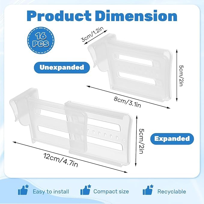 Image of StyleX Store Adjustable Fridge Door Divider for Bottles - Stretchable and Durable Plastic Bottle Holder for Refrigerator Door, Prevents Falling & Organizes Storage Space - Pack of 12