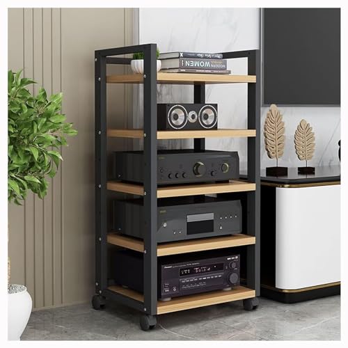 Estante esquinero de madera para CD con estantes extraíbles y torre de audio ajustable en altura para el hogar y la oficina, estante estéreo (C 5 50 x 40 x 100 cm)