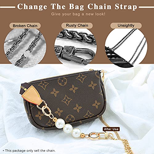 Image of 5Pcs Luxury Fashion 39.4Inch /100cm Replacement Flat Chain Strap with Buckles Set, Perfect for DIY Metal Shoulder Purse Replacement (Mixed Color, 39.4 inch)