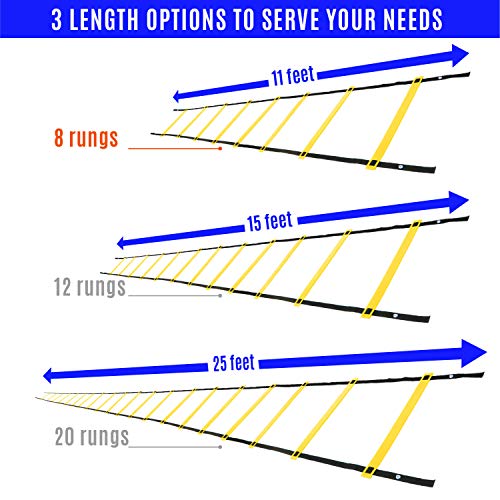 Yes4All Agility Ladder – Speed Agility Training Ladder with Carry Bag - 8 Rung (Yellow) - SGQV